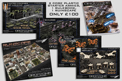 2 Plastic Starter Armies, 1 Ruinscape, 1 Rulebook